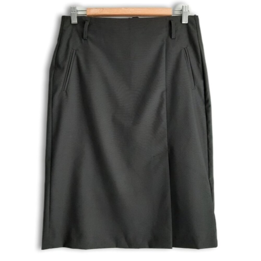 UNITED COLORS OF BENETTON Italy Front Slit Pencil Skirt Black Sz M Flawed